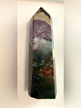 XL Ocean Jasper statement tower- Deep Green with Red and Brown Veining